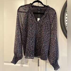 Aqua Women's Floral Blouse - Black and Purple